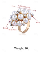 Недорогие Свадьба ACC-Женское кольцо с искусственным жемчугом, элегантное регулируемое коктейльное кольцо золотого и серебряного цвета, винтажное свадебное украшение для свадеб, вечеринок, вечерних мероприятий и торжественных случаев.