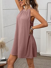 abordables Vestido blanco-Mujer Mini vestido Vestido informal Vestido de verano Elegante Moda Moderno Exterior Vacaciones Noche Ajuste regular Plano Sin Mangas Cuello halter Negro Blanco Verde Claro Rosa Verano Primavera
