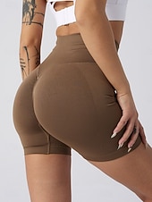 abordables Short de sport-Femmes Shorts Shorts d'été Leggings Mode Streetwear Basique Court Taille haute Uni Taille Élastique Respirabilité Confortable Haute Élasticité Quotidien Salle de sport Yoga Vert foncé Noir Vert
