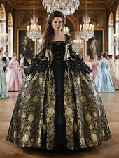 Недорогие Платья-Рококо Викторианский стиль Эпоха возрождения В пол Платья Костюм для вечеринки Маскарад Большие размеры Нормальная Буфф / баллон Вспышка рукава Принцесса Кружева Тюль Винтаж С пышной юбкой