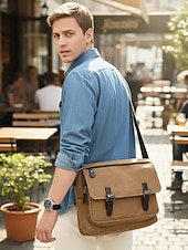 Χαμηλού Κόστους Ανδρικές τσάντες-Ανδρική τσάντα ώμου από καμβά, πολύχρωμη τσάντα ώμου μεγάλης χωρητικότητας με χιαστί ώμο, casual vintage τσάντα εργασίας για φορητό υπολογιστή για καθημερινές μετακινήσεις, υπαίθριες δραστηριότητες και χρήση γραφείου