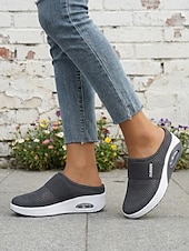 Χαμηλού Κόστους Γυναικεία Sneakers-Γυναικεία κόκκινα casual αθλητικά mules με πλατφόρμα αέρα - αναπνεύσιμο πλέγμα στο πάνω μέρος, ελαφριά και άνετα παπούτσια για περπάτημα για γυναίκες, ιδανικά για καθημερινή χρήση, ταξίδια, ψώνια,