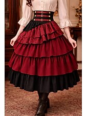 economico Fondi-Medievale Rinascimento Steampunk Gonna Costume di fantasia Pirata Costume Per donna Halloween Carnevale Performance LARP Fiera Rinascimentale Adulti Gonna