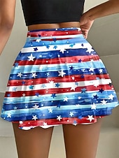  Gonna da tennis patriottica da donna per il Giorno dell'Indipendenza moda casual mini gonna vita alta grafico elasticizzata abbigliamento quotidiano spiaggia blu rosa viola verdi estate 95%