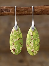 halpa Lomatarvikkeet-Naisten luonnonkiviset pisaranmuotoiset roikkuvat korvakorut, boheemi turkoosi tyyli useissa väreissä, kevyt ja näyttävä koru kevät-kesälomalle, rannalle ja jokapäiväiseen käyttöön.