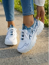 Χαμηλού Κόστους Γυναικεία Sneakers-Γυναικεία ελαφριά casual αθλητικά παπούτσια για περπάτημα με αναπνεύσιμο πλεκτό άνω μέρος - μοντέρνα αθλητικά άνετα παπούτσια με κορδόνια για καθημερινή χρήση, περπάτημα, ταξίδια, μετακινήσεις, βόλτες σε εξωτερικούς χώρους και casual fitness