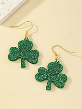  Женские серьги-подвески в виде блестящих клеверов, легкие акриловые серьги-подвески, праздничные украшения в стиле ирландского клевера для женщин, идеально подходящие для парада в День Святого Патрика, вечеринки и праздничного наряда.