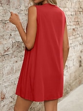ieftine Rochii Albe Casual-Pentru femei Rochie Mini Rochie albă Modă Modern În aer liber Vacanță Ieșire Fit regulat Simplu Fără manșon În V Albastru piscină Negru Alb Roșu-aprins Vară Primăvară