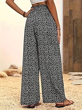  Dam Brett skaft Långbyxor Casual byxor Rak Semester Mode Streetwear Fullängd Hög midja Prickig Ficka Elastisk midja Komfort Bekväm Oelastisk Elastisk Dagligen Semester Gata Svart Rubinrött Blå Grön