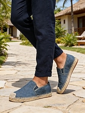 voordelige Heren-Blauwe instapschoenen voor heren, lichtgewicht en ademend, stijlvol espadrille-design voor buitenresorts, eilandvakanties en ontspannende reizen.