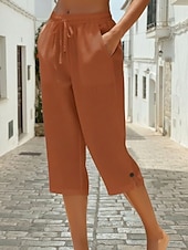 economico Pantaloni-Per donna Pantaloni capri Chinos Streetwear Essenziale Casual Lunghezza al polpaccio Vita media Semplice Coulisse Tasca Comodo Elasticizzato Quotidiano All'aperto Streetwear Blu Bianco Rosa Arancione