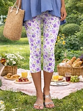 cheap Floral Print-Women's Leggings Vacation Vintage Fashion Capris High Waist Floral Graphic Printing Comfort Soft Breathable Stretchy Casual Daily Office Yellow Pink Blue Purple Summer Spring Slim Fit