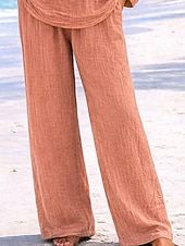 abordables Ensembles chemisiers pour femmes-Femmes Ensembles de Pantalons boléro manche longue Col en V Couleur Unie Mode Streetwear Occasionnel Quotidien Extérieur Orange Été Coupe régulière