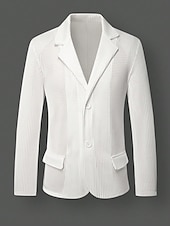 ieftine Sacouri clasice pentru bărbați-Bărbați Jachetă blazer Guler crestat Urât Modă Ușor Mată Blazer Alb Slim Fit Doi nasturi la un singur piept