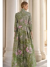 رخيصةأون فستان سهرة على شكل A-A-الخط طول الأرض فساتين السهرة أنيق عتيق كم طويل رقبة عالية زفاف رسمي نايلون مع انقسام جيبة