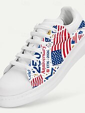  Sneakers slip-on bianche da uomo per il 250° anniversario degli Stati Uniti: comfort elegante per tutti i giorni con suola in gomma resistente per un abbigliamento casual, versatili per tutte le occasioni