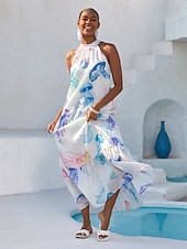 abordables Vestidos florales-Vestido largo de gasa con estampado de medusas etéreas