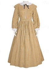 tanie Pionier / XIX wiek-Retro / vintage Wiktoriańskie 19 wiek Południe Sukienka Wymyślny kostium Pionierka Wzór kraciasty W kratkę Krój A Strój na bal maskowy Damskie Halloween Karnawał Światowy Dzień Książki Bal maskowy