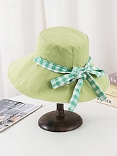  Wendbarer Damen-Bucket-Hat mit breiter Krempe, leichtes Polyester, in verschiedenen Farben erhältlich, beidseitig tragbar mit Schleifendetail, Sonnenschutzkappe für den St. Patrick's Day, Urlaub und Freizeit.