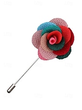 tanie Wesele ACC-Ręcznie wykonana męska broszka z motywem róży - elegancka butonierka z tkaniny poliestrowej na śluby, dodatki do garniturów pana młodego i drużbów, bale maturalne i imprezy - stylowa broszka z motywem kwiatowym w wielu kolorach