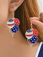 economico Accessori-Orecchini pendenti patriottici in lega per donne per il 250° anniversario degli Stati Uniti stili multipli della bandiera USA e cuori gioielli dichiarativi rossi bianchi e blu per feste e festival