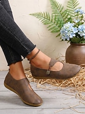 Недорогие Женская обувь на плоской подошве-Женские повседневные балетки «Мэри Джейн» с широкой стопой – удобная обувь в винтажном стиле для женщин с широкой стопой, для повседневной носки, прогулок, работы, путешествий, шопинга, прогулок в саду и повседневной носки.