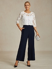 economico Giacche-Per donna Giacca Matrimonio Pizzo Floreale Casual / Quotidiano Elegante Capispalla Manica 3/4 Estate Bianco S