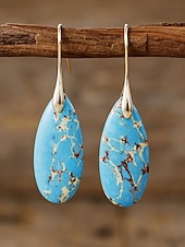 halpa Lomatarvikkeet-Naisten luonnonkiviset pisaranmuotoiset roikkuvat korvakorut, boheemi turkoosi tyyli useissa väreissä, kevyt ja näyttävä koru kevät-kesälomalle, rannalle ja jokapäiväiseen käyttöön.