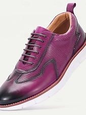 cheap Dress Sneakers-Men's Genuine Leather Fashionable Purple Dress Shoes, Unique Design for Weddings and Special Occasions