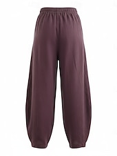 billiga Premium Linnekollektion-Dam Byxor av linne i bomull Kinesiska Sommarbyxor underbyxor Semester Streetwear Grundläggande Fullängd Medium Midja Slät Ficka Elastiskt midjeband Bekväm Komfort Microelastisk Dagligen Utomhus Gata