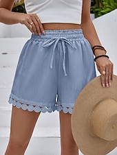 abordables Bermuda-Femmes Chinos Shorts Shorts d'été Vacances Mode Streetwear Court Taille haute Uni Cordon de serrage Dentelle Taille Élastique Confort Respirabilité Confortable Non Elastique Micro-Élastique Quotidien