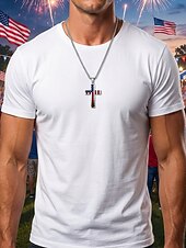 זול אביזרים-שרשרת תליון צלב דגל אמריקאי לגברים מפלדת אל-חלד, עמידה ומסוגננת, מושלמת ליום העצמאות, יום השנה ה-250 לארה"ב וללבוש יומיומי קז'ואל