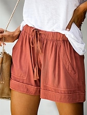 preiswerte Bermudashorts-Damen Shorts Sommershorts Baggy-Shorts Urlaub Mode Streetwear Kurz Hohe Taille Einfach Kordelzug Tasche Elastischer Bund Atmungsaktivität Bequem Unelastisch Täglich Urlaub Straße Hellgrau Schwarz