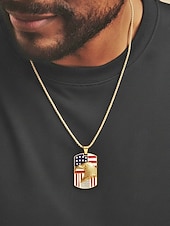  Vereinigte Staaten 250. Jubiläum Herren Legierung USA Flagge und Adler Anhänger Halskette erhältlich in Gold und Silber perfekt für USA Unabhängigkeitstag  Freizeitkleidung