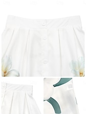 cheap Vacation Skirts-Women's Vacation Skirt Fashion Casual Midi High Waist Skirts Floral Print Micro-elastic Daily Street Beige Spring Polyester