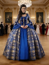 Недорогие Платья-Рококо Викторианский стиль Эпоха возрождения В пол Платья Костюм для вечеринки Маскарад Большие размеры Нормальная Буфф / баллон Вспышка рукава Принцесса Кружева Тюль Винтаж С пышной юбкой