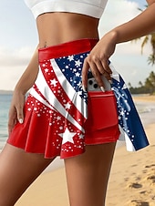  Festa dell'Indipendenza Gonna Tennis Patriottica da Donna Fashion Casual Mini Altissima Vita Gonne Grafiche Elasticizzate Quotidiane Mare Blu Rosso Viola Khaki Estate 95% Poliestere 5% Spandex