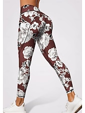 abordables jambières 3d-Femmes leggings de pilates Pantalons de fitness Leggings décontractés Poches Droit de timbre Patchwork Pilates Salle de sport Entraînement en salle Pantalons Collants Leggings Bloc de Couleur Floral