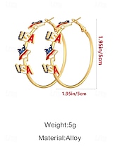  Az Egyesült Államok 250. évfordulós Női Ötvözetű USA Tematikus Karika Fülbevalók Piros Fehér és Kék Csillagok Tökéletes az USA-hoz a Függetlenségi Naphoz és Mindennapi Hétköznapi Viseléshez