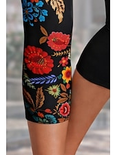 preiswerte -Damen Chinos Leggings Urlaub Vintage Streetwear Capris Hohe Taille Blumen Grafik Drucken Komfort Weich Bequem Dehnbar Täglich Outdoor Urlaub Schwarz Sommer Frühling Herbst Schmale Passform