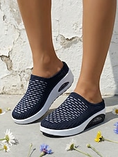 Χαμηλού Κόστους Γυναικεία Sneakers-Γυναικεία κόκκινα casual αθλητικά mules με πλατφόρμα αέρα - αναπνεύσιμο πλέγμα στο πάνω μέρος, ελαφριά και άνετα παπούτσια για περπάτημα για γυναίκες, ιδανικά για καθημερινή χρήση, ταξίδια, ψώνια,