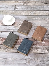 economico Portafogli-Portafoglio bifold da uomo in similpelle, opzioni multicolore, design multiscomparto di grande capacità con tasca portamonete con cerniera, porta carte sottile in stile casual per l'uso quotidiano e business casual