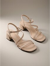 preiswerte Hochzeitsgast-Nudefarbene Riemchensandalen mit Blockabsatz – elegante, niedrige Schuhe mit eckiger Spitze für Hochzeitsgäste, ideal für Gartenhochzeiten und Partys im Freien. &amp;Sommerveranstaltungen