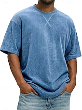 preiswerte Cordhosen T-Shirts-Herren T Shirt Cordhemd T-Shirt Kurzarm Rundhalsausschnitt Sommer Frühling Einfarbig Gestreift Grubenstreifen Mode Basic Weich Kord Urlaub Straße Alltagstauglich Schwarz Weiß Hellgrün Top T-Shirt für