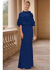 preiswerte Schlauch-Abendkleider-Schlauchkleid Bodenlang Abiballkleider Abendkleid Ballkleid Festliche Kleidung Elegant Halbarm Juwelenhals Hochzeitsgast Formeller Abend Herbsthochzeitsempfang mit Falten