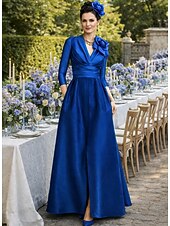 economico Lunghezza del pavimento-Linea ad A Sirena Tromba Tubino Colonna Lunghezza al pavimento Abito da invitata a nozze Abito Formale Abito da sera Abito da cerimonia per signora Manica 3/4 Mezza Manica Scollo a V Collo gioiello