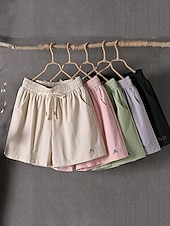 baratos Bermudas-Mulheres Bermudas chinês Calção Shorts de verão Férias Moda Roupa de rua Comprimento do joelho Cintura Alta Tecido Com Cordão Bolsos Cintura elástica Respirabilidade Confortável Sem Elasticidade