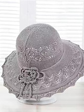 tanie Kapelusze ochronne-Damskie Kapelusz Kapelusz Ochrona przed słońcem Oddychający Codzienny Na zewnątrz Ulica Kwiat Czyste kolory