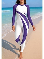economico Rash Guards Interi-Per donna Top sottomuta Cerniera Frontale UPF50+ Asciugatura Rapida Leggero Manica Lunga Body Maglia da nuoto Surf Spiaggia Sport Acquatici Estate