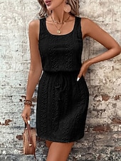 preiswerte Weißes Kleid-Damen Minikleid A Linie Kleid Sommerkleid Lässig Täglich Normale Passform Einfach Ärmellos U-Ausschnitt Blau Schwarz Weiß Königliches Blau Sommer Frühling